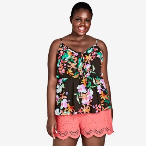 NWT 16 City Chic Molokai Peplum Bright Floral Top - Picture 1 of 8